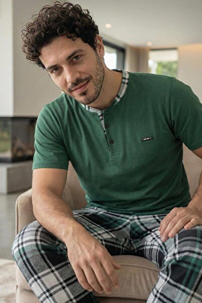 Pijamaevi Σετ ανδρικών πιτζαμών Heritage Forest με κοντό μανίκι από βαμβάκι