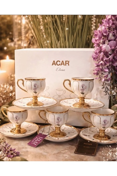 Hediye Köşkü Elyse Luxury Porcelain Coffee Set for 6 People