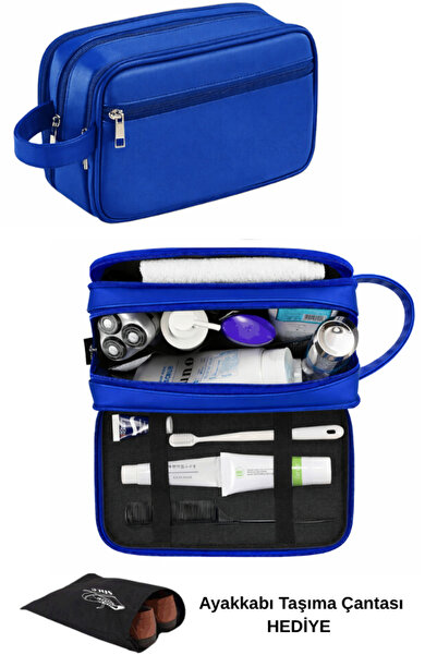 Woys Bags Geantă pentru set de bărbierit pentru bărbați de culoare albastră -...