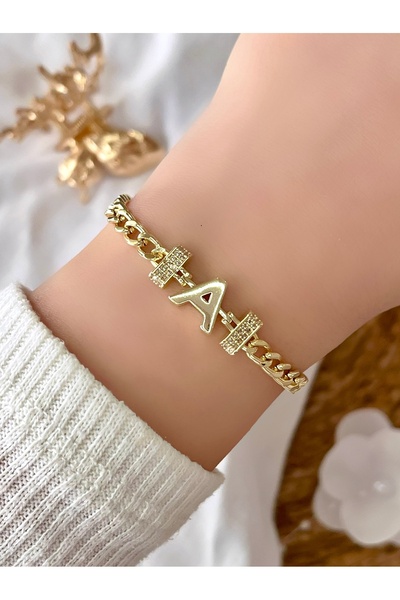 KBC STORE سوار سلسلة مينيمال مزخرف بحرف (حرف A)