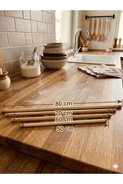 Baston sarayı 4'LÜ OKLAVA SETİ 80-70-60 ve 50 CM DOĞAL KAYIN AĞACI
