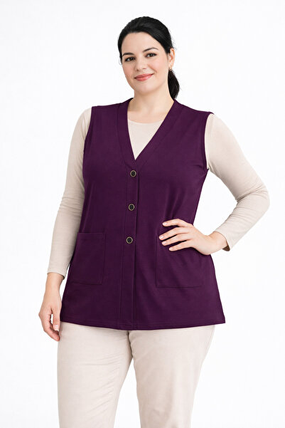 Mutlu City Дамска едноцветна жилетка от пениран памук за средновековието и по...