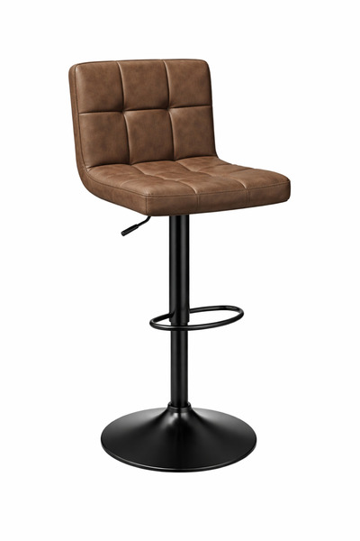 FRANDIS Set of 2 bar chairs/stools, Frandis, black metal, brown eco-leather, ...