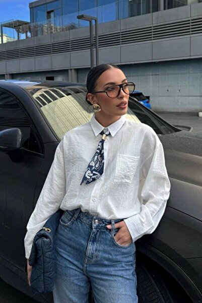 Varyete Women's Comfortable Fit Scarf Shirt