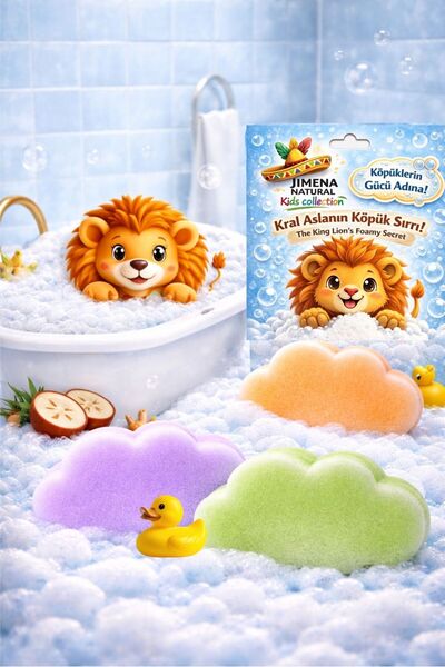 Jimena Natural Lion Themed Cloud Sponge Soap – Coconut Scented Foam Soap for Kids (3+)