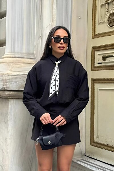 Varyete Women's Comfortable Fit Scarf Shirt