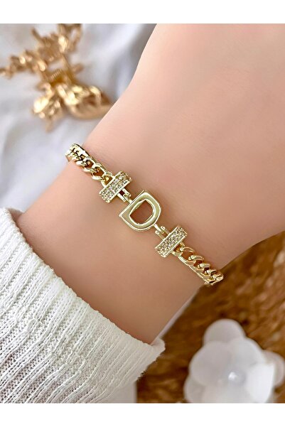 KBC STORE سوار سلسلة مينيمال مزخرف بحرف (حرف D)