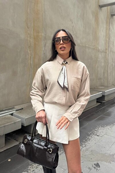 Varyete Women's Comfortable Fit Scarf Shirt