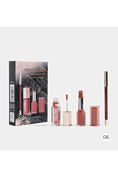 ROSE BERRYY Royal Lip Kit 06: Lip Liner, Lipstick, and Lip Gloss in Three Steps