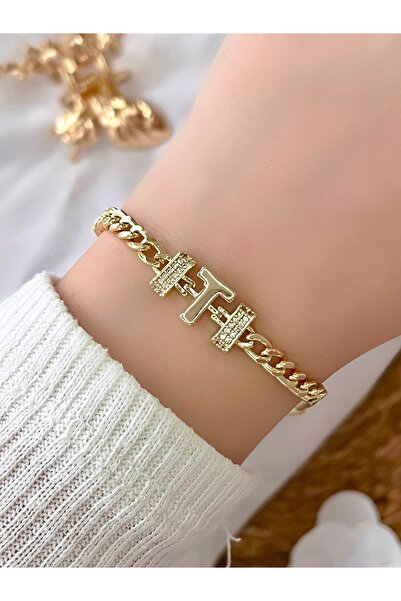 KBC STORE Minimal Chain Bracelet with Letter (Letter t)