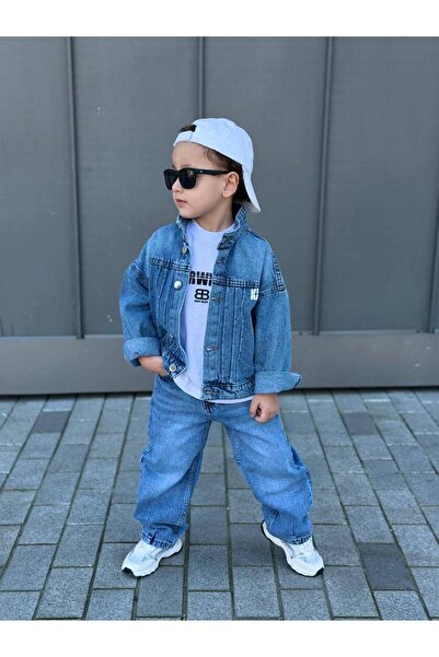 MİNİK DÜŞLER Set din 3 piese din denim imprimat pentru băieți