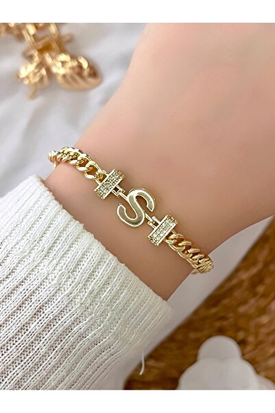 KBC STORE Minimal Chain Bracelet with Letter (Letter S)