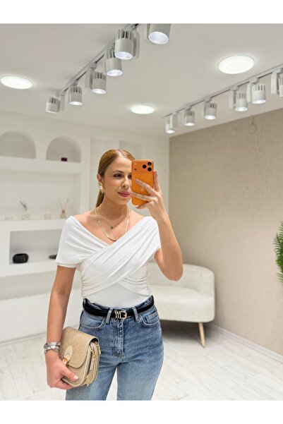 İrka Moda Polyemit Kruvaze Yaka Bluz