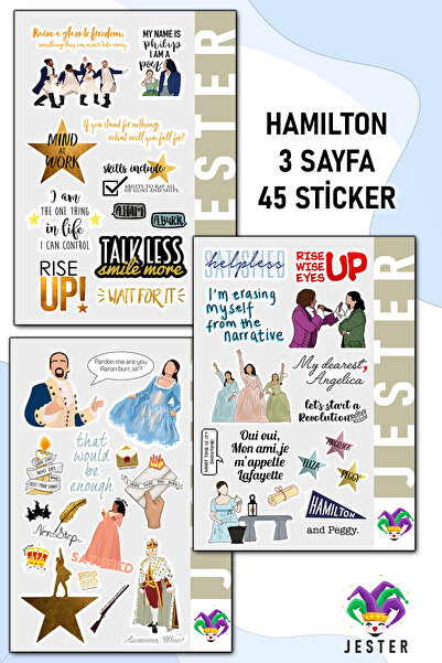 Jester Hamilton 3'lü Sticker, Çıkartma, Günlük, Ajanda, Planlayıcı, Bullet, J...