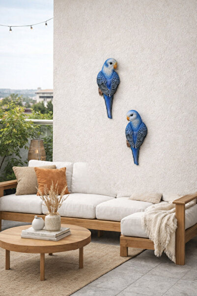 Efe Dekoratif Muhabbet Kuşu Duvar Süsü – İkili Set | Modern Ev & Teras Dekoru