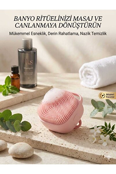 LOVYCO Şampuan Hazneli Silikon Banyo ve Masaj Fırçası - Vücut Kesesi ve Peeli...