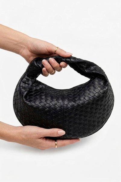 Lilivo Bags حقيبة يد صغيرة بنمط محبوك من ليلي باللون الأسود