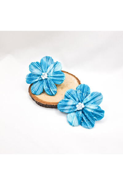 MYGRACE Handmade Earrings, marbled turquoise, flower, polymer clay and stainl...