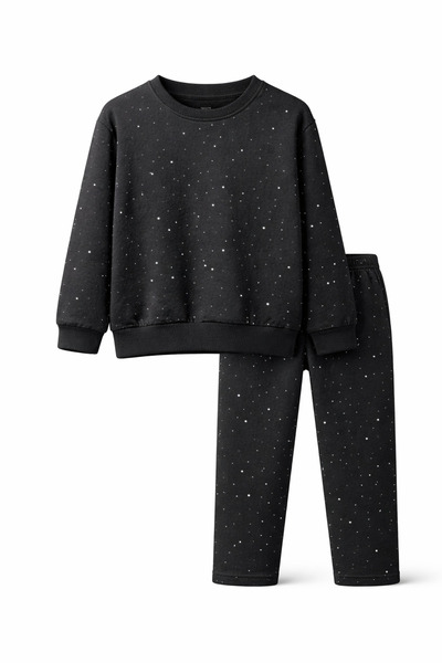 CQCQ Girl's Black Stone Detailed Tracksuit Set