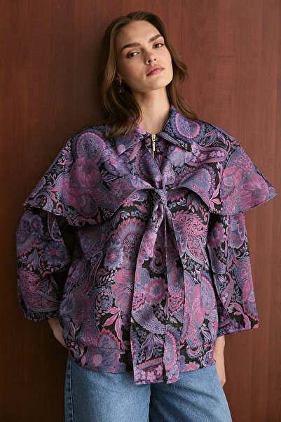 ASEDERA Καπέλο ζακάρ με μοτίβο, λεπτομέρειες βολάν και σάλι