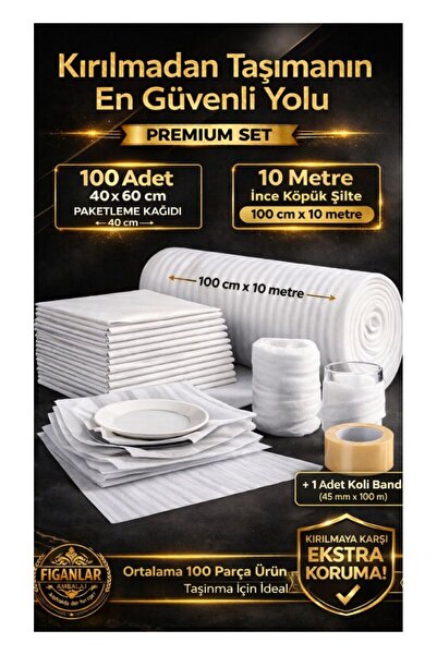 figanlar ambalaj Premium Taşınma Paketleme Seti 100 Adet 40x60 Kağıt 10 Metre...