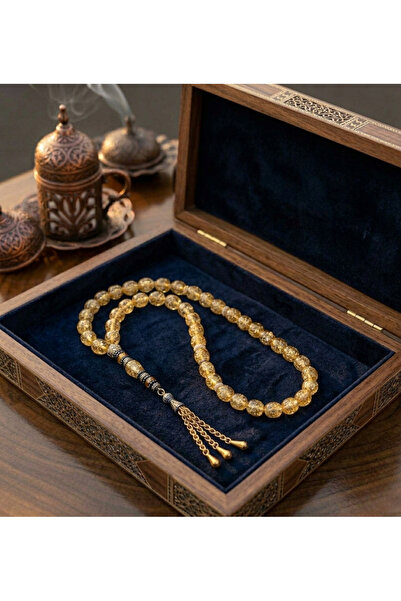 Mareluxe Golden Rosary Altın Parçacıklı Uçak Camı Yıldız Taşı Tesbih – Özel T...
