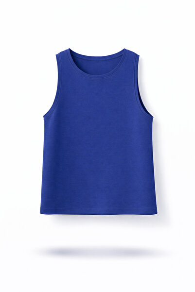 5in1Canpolat Navy Blue Zero Sleeve Tank Top 23772