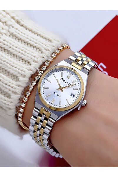 Ferrucci Steel Strap 2 Year Warranty 3 Atm Waterproof Women's Wristwatch + Br...