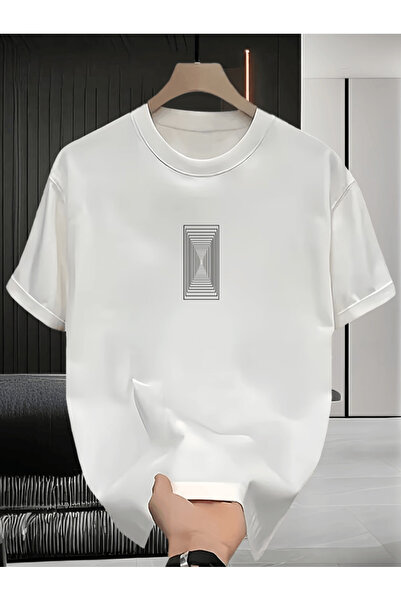 gencerco Tricou supradimensionat premium cu imprimeu geometric și design în s...