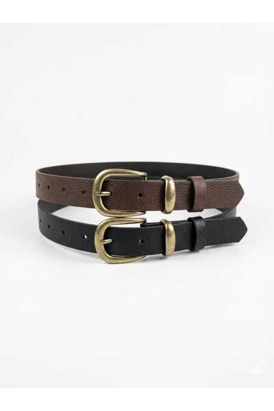 Gradelli Women's Belt Plus Size Black Dark Brown Double Set Casual Buckle Bri...