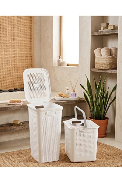 Buclee 2'li Banyo Seti 40 L Kirli Çamaşır Sepeti & 19 L Çamaşır Selesi - Beya...