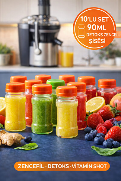 Open Home Concept 10’lu Turuncu Kapak Detox Zencefil Vitamin Shot Şişesi Kili...