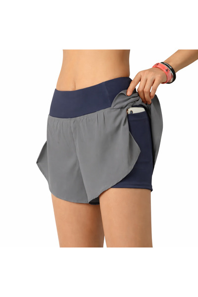 Vitra World شورت نسائي للجري 2 في 1 مع جيب داخلي مدمج وخصر مرتفع للتدريب والي...