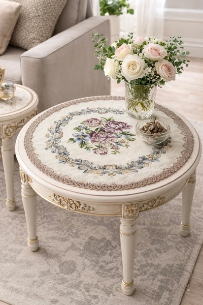 MYHOMEGOBLEN غطاء طاولة شونيلي 50x50