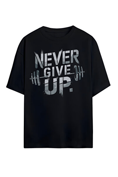 STİL-X Μπλουζάκι με στάμπα "Never Give Up " Unisex, 100% βαμβακερό, oversized