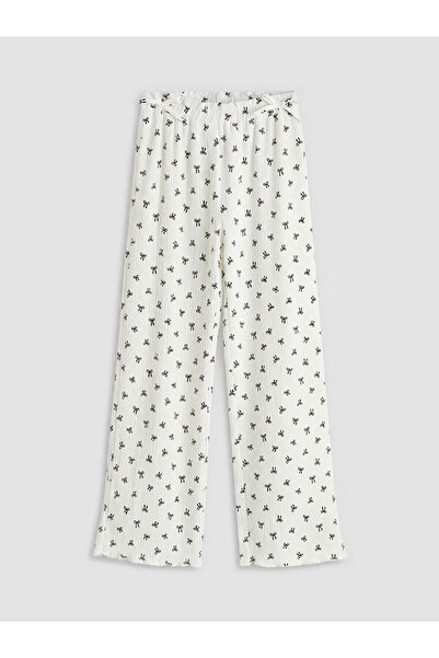 LC Waikiki Peak New Season Bowknot Printed Wide Leg Girls' Sweatpants