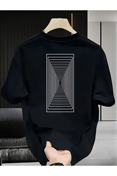 gencerco Μπλουζάκι Premium Oversize με Γεωμετρικό Σχέδιο Street Style και Γεω...