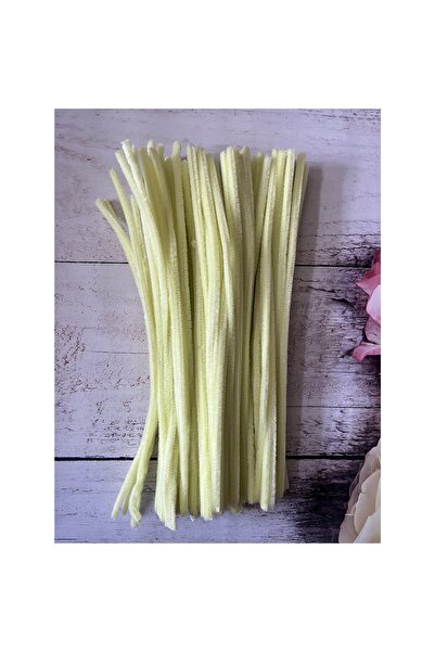 Zedhobi 10 Adet Z21 Açık Sarı Şönil 30 cm Tüylü Peluş Tel Çiçek Yapımına Okul...