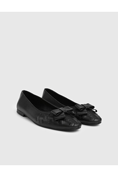 İLVİ Γυναικείες μπαλαρίνες Vireya από γνήσιο δέρμα σε μαύρο χρώμα