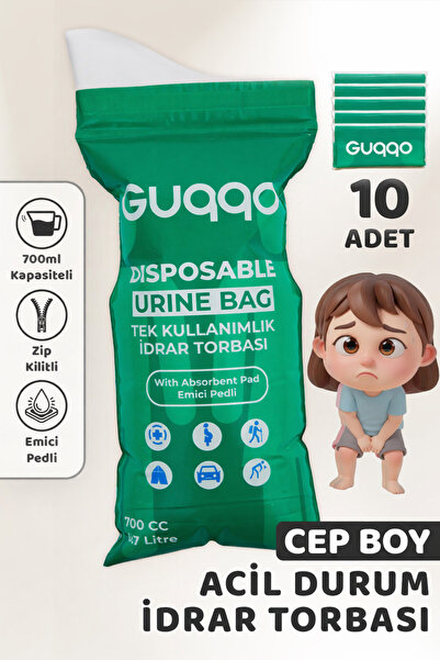 Guqqo Taşınabilir lazımlık Pisuvar 10 Adet idrar Torbası Seyahat Emici Pedli ...