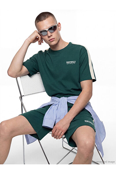 LC Waikiki Xside Green Crew Neck Striped Printed Men's T-Shirt