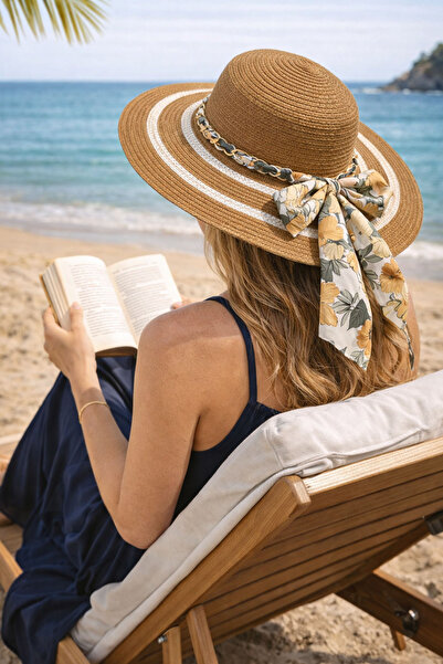 Ritagarcia Γυναικείο ψάθινο καπέλο παραλίας και καπέλο ηλίου με λεπτομέρεια α...