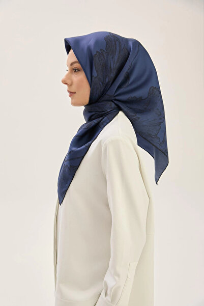 Maisa Hale Ti̇vi̇l Silk Scarf 90*90 cm - Night Blue