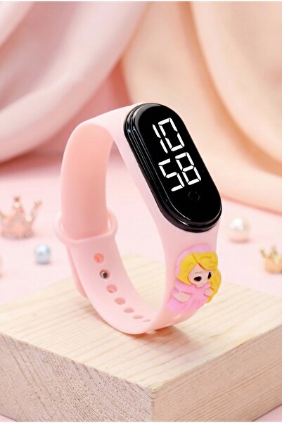 Thundara Kız Figürlü Dokunmatik LED Çocuk Saati, Su Geçirmez Dijital A.Pembe-Kız