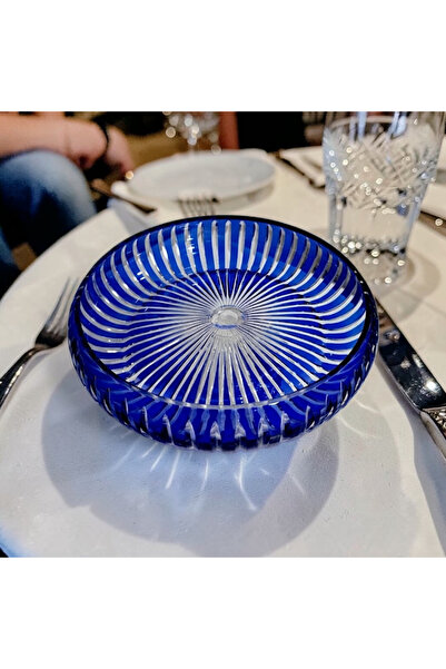 AYZ HOME Stria Handcrafted Cut Crystal Glass Pedestal Presentation Bowl - 28 cm