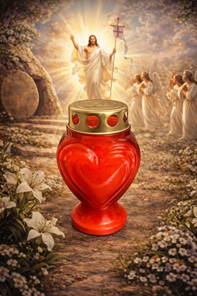 OEM Candela in forma de inima 10x15 cm, 40 de h ardere, capac anti-vant, Invi...