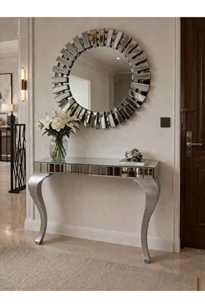 TodekHome Glory Füme Camlı Aynalı Dresuar - Boyalı Lükens Ayak - 110x90x40 cm