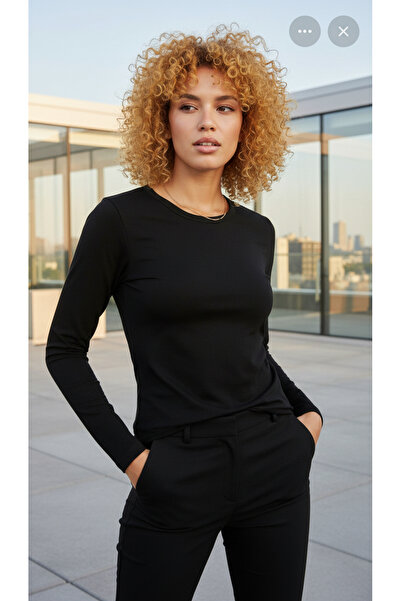 cicial Women's Crew Neck Long Sleeve Cotton Bodysuit