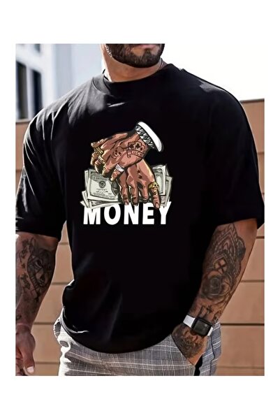 AEMİ Μπλουζάκι Unisex με στάμπα χρημάτων, Oversize Crew Neck