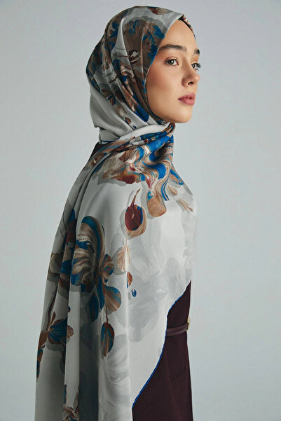 Maisa Amber Crepe Silk Shawl 70*190 cm - Gray